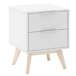B&iacute;l&yacute; lakovan&yacute; nočn&iacute; stolek Marckeric Campus 40 x 35 cm