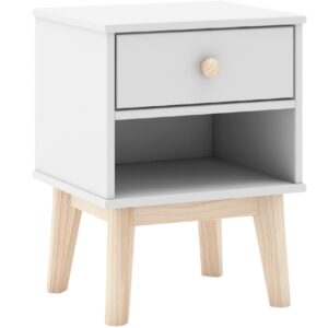 B&iacute;l&yacute; lakovan&yacute; nočn&iacute; stolek Marckeric Esteban 40 x 35 cm