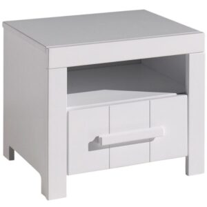 B&iacute;l&yacute; lakovan&yacute; nočn&iacute; stolek Vipack Erik 50 x 39 cm
