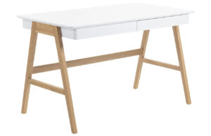 B&iacute;l&yacute; lakovan&yacute; pracovn&iacute; stůl Kave Home Dyana 120 x 60 cm