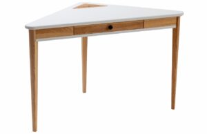 B&iacute;l&yacute; lakovan&yacute; rohov&yacute; pracovn&iacute; stůl RAGABA ASHME 114 x 61 cm