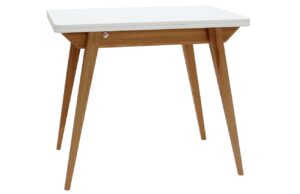 B&iacute;l&yacute; lakovan&yacute; rozkl&aacute;dac&iacute; j&iacute;deln&iacute; stůl RAGABA ENVELOPE 90 / 130 x 65 / 90 cm