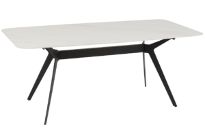 B&iacute;l&yacute; porcel&aacute;nov&yacute; j&iacute;deln&iacute; stůl J-line Malak 180 x 90 cm