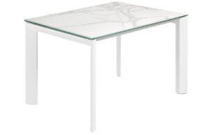 B&iacute;l&yacute; porcel&aacute;nov&yacute; rozkl&aacute;dac&iacute; j&iacute;deln&iacute; stůl Kave Home Axis 120/180 x 80 cm