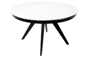 B&iacute;l&yacute; rozkl&aacute;dac&iacute; j&iacute;deln&iacute; stůl Somcasa Luna 130/180 x 130 cm