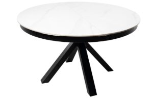 B&iacute;l&yacute; rozkl&aacute;dac&iacute; j&iacute;deln&iacute; stůl Somcasa Zuri 130/180 x 130 cm