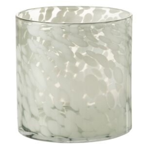 B&iacute;l&yacute; skleněn&yacute; sv&iacute;cen J-line Refy 18 cm