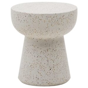 B&iacute;l&yacute; terrazzo zahradn&iacute; stolek Kave Home Pada 40 cm