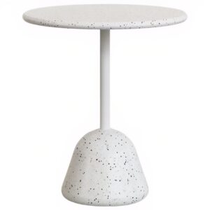 B&iacute;l&yacute; terrazzo zahradn&iacute; stůl Kave Home Saura 70 cm
