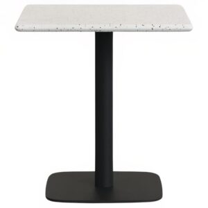 B&iacute;l&yacute; terrazzo zahradn&iacute; stůl Kave Home Saura 70 x 70 cm s černou podnož&iacute;