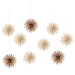 Bloomingville Set hnědo-b&eacute;žov&yacute;ch pap&iacute;rov&yacute;ch v&aacute;nočn&iacute;ch ozdob Star 10 cm