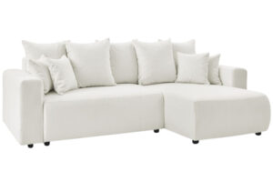 Bobochic Paris B&iacute;l&aacute; boucl&eacute; rohov&aacute; rozkl&aacute;dac&iacute; pohovka Envy 282 cm