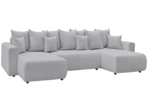 Bobochic Paris Světle &scaron;ed&aacute; boucl&eacute; rohov&aacute; rozkl&aacute;dac&iacute; pohovka Envy 386 cm