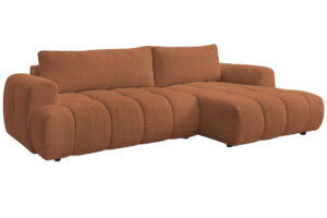 Bobochic Paris Terakotově oranžov&aacute; boucl&eacute; rozkl&aacute;dac&iacute; pohovka Fuji 292 cm