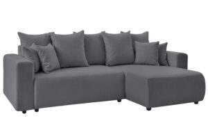 Bobochic Paris Tmavě &scaron;ed&aacute; boucl&eacute; rohov&aacute; rozkl&aacute;dac&iacute; pohovka Envy 282 cm