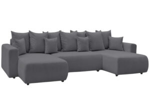 Bobochic Paris Tmavě &scaron;ed&aacute; boucl&eacute; rohov&aacute; rozkl&aacute;dac&iacute; pohovka Envy 386 cm