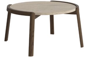 Bolia B&eacute;žov&yacute; kamenn&yacute; konferenčn&iacute; stolek Mix 65 cm s tmavou dubovou podnož&iacute;