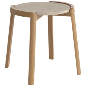 Bolia B&eacute;žov&yacute; kamenn&yacute; odkl&aacute;dac&iacute; stolek Mix 46 cm s dubovou podnož&iacute;