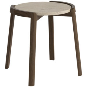 Bolia B&eacute;žov&yacute; kamenn&yacute; odkl&aacute;dac&iacute; stolek Mix 46 cm s tmavou dubovou podnož&iacute;