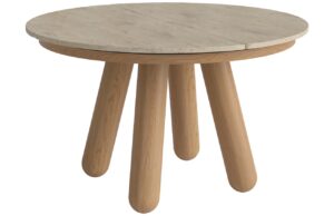 Bolia B&eacute;žov&yacute; kamenn&yacute; rozkl&aacute;dac&iacute; j&iacute;deln&iacute; stůl Balance 125/225 cm s dubovou podnož&iacute;