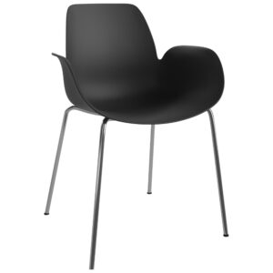 Bolia Čern&aacute; plastov&aacute; j&iacute;deln&iacute; židle Seed s chromovanou podnož&iacute;