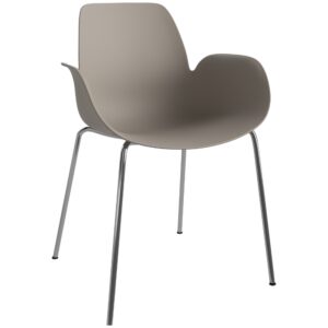 Bolia Hněd&aacute; plastov&aacute; j&iacute;deln&iacute; židle Seed s chromovanou podnož&iacute;