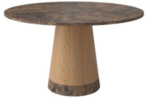 Bolia Hněd&yacute; mramorov&yacute; j&iacute;deln&iacute; stůl Piro 125 cm s dubovou podnož&iacute;