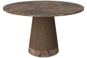 Bolia Hněd&yacute; mramorov&yacute; j&iacute;deln&iacute; stůl Piro 125 cm s tmavou dubovou podnož&iacute;