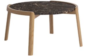 Bolia Hněd&yacute; mramorov&yacute; konferenčn&iacute; stolek Mix 65 cm s dubovou podnož&iacute;