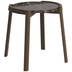 Bolia Hněd&yacute; mramorov&yacute; odkl&aacute;dac&iacute; stolek Mix 46 cm s tmavou dubovou podnož&iacute;