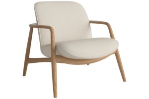 Bolia Kr&eacute;mově b&iacute;l&eacute; boucl&eacute; křeslo Bowie s dubovou podnož&iacute;