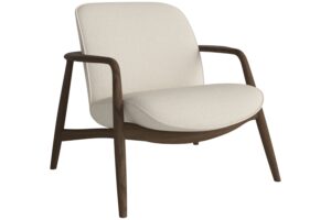 Bolia Kr&eacute;mově b&iacute;l&eacute; boucl&eacute; křeslo Bowie s tmavou dubovou podnož&iacute;