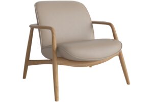 Bolia P&iacute;skově hněd&eacute; kožen&eacute; křeslo Bowie s dubovou podnož&iacute;