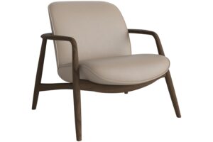 Bolia P&iacute;skově hněd&eacute; kožen&eacute; křeslo Bowie s tmavou dubovou podnož&iacute;