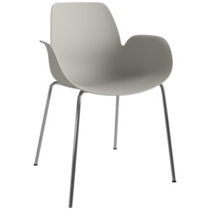 Bolia &Scaron;ed&aacute; plastov&aacute; j&iacute;deln&iacute; židle Seed s chromovanou podnož&iacute;