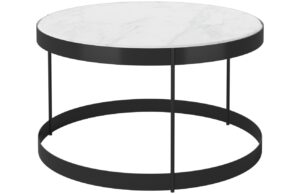 Bolia &Scaron;edob&iacute;l&yacute; mramorov&yacute; konferenčn&iacute; stolek Drum 60 cm s černou podnož&iacute;