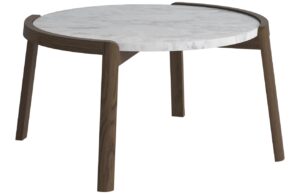 Bolia &Scaron;edob&iacute;l&yacute; mramorov&yacute; konferenčn&iacute; stolek Mix 65 cm s tmavou dubovou podnož&iacute;