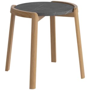 Bolia Tmavě &scaron;ed&yacute; mramorov&yacute; konferenčn&iacute; stolek Mix 46 cm s dubovou podnož&iacute;