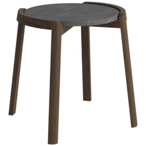 Bolia Tmavě &scaron;ed&yacute; mramorov&yacute; konferenčn&iacute; stolek Mix 46 cm s tmavou dubovou podnož&iacute;