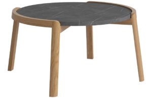 Bolia Tmavě &scaron;ed&yacute; mramorov&yacute; konferenčn&iacute; stolek Mix 65 cm s dubovou podnož&iacute;