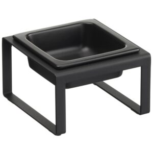 Čern&aacute; keramick&aacute; miska pro psy Yamazaki Tower se stojanem