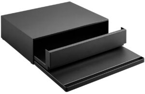 Čern&aacute; kovov&aacute; př&iacute;davn&aacute; police se z&aacute;suvkou Yamazaki Tower 39/64 x 45 cm