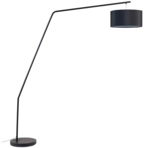 Čern&aacute; kovov&aacute; stojac&iacute; lampa s bavlněn&yacute;m st&iacute;nidlem Kave Home Ciana 221