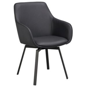 Čern&aacute; kožen&aacute; otočn&aacute; j&iacute;deln&iacute; židle ROWICO ALISON s černou podnož&iacute; II.