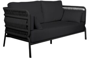 Čern&aacute; l&aacute;tkov&aacute; dvoum&iacute;stn&aacute; zahradn&iacute; pohovka No.106 Mindo 180 cm