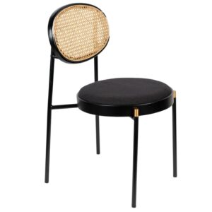 Čern&aacute; l&aacute;tkov&aacute; j&iacute;deln&iacute; židle BOLD MONKEY DON'T STOP THE WEBBING s ratanov&yacute;m opěradlem