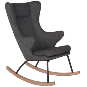 Čern&eacute; čalouněn&eacute; houpac&iacute; křeslo Quax De Luxe