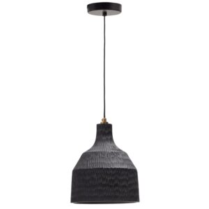 Čern&eacute; dřevěn&eacute; z&aacute;věsn&eacute; světlo Kave Home Amire 21 cm