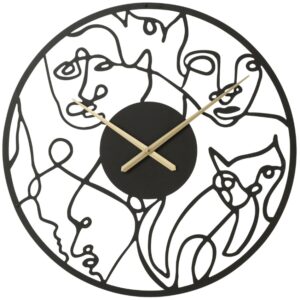 Čern&eacute; kovov&eacute; n&aacute;stěnn&eacute; hodiny J-Line Moe 69 cm