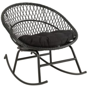 Čern&eacute; kovov&eacute; zahradn&iacute; houpac&iacute; křeslo s v&yacute;pletem J-line Zayo